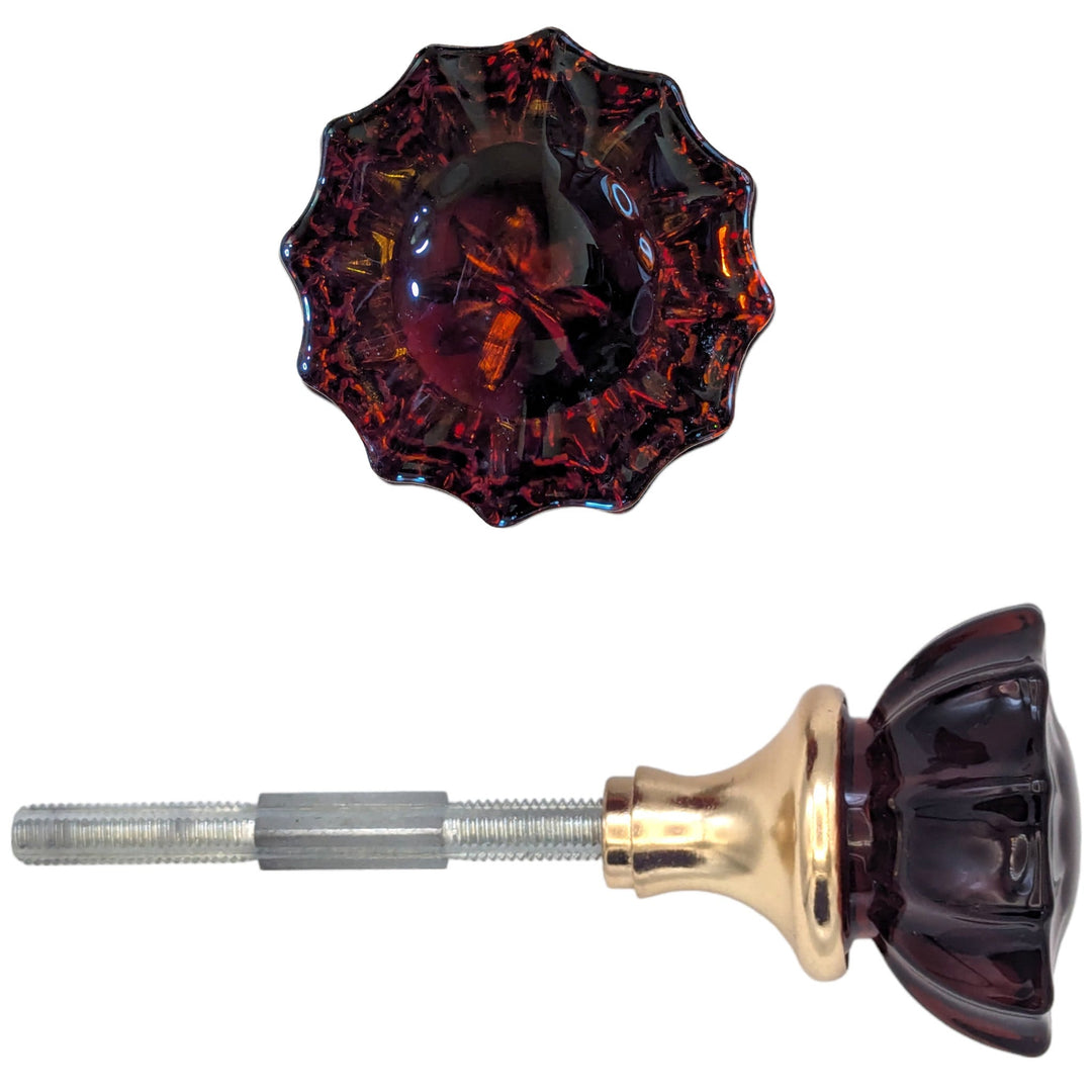 Amber Fluted Crystal Spare Door Knob Set (Several Finishes Available) COPPER MOUNTAIN HARDWARE