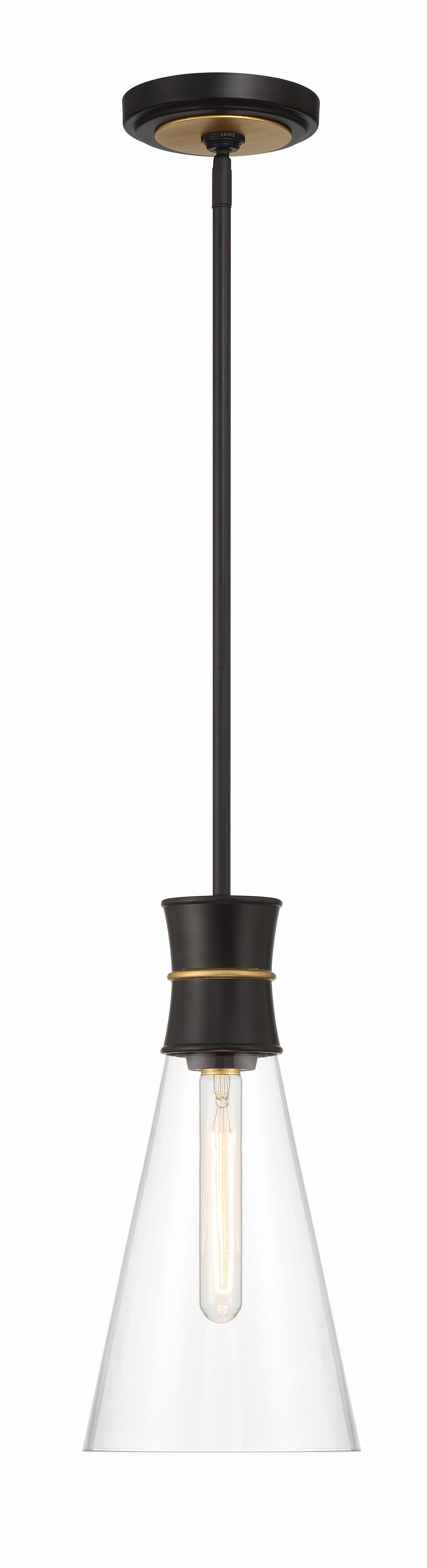 Crystorama Crystorama Quinn 1 Light Matte Black + Textured Gold Mini Pendant
