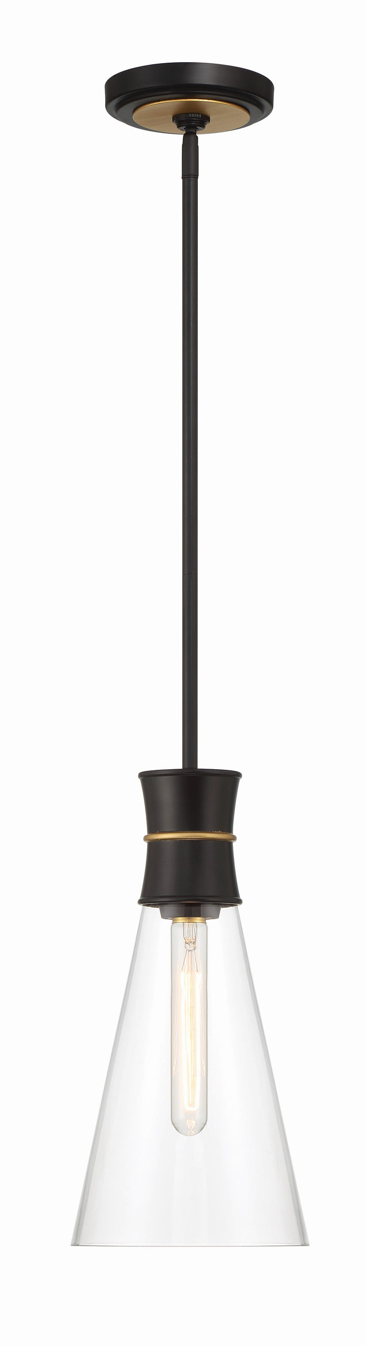 Crystorama Crystorama Quinn 1 Light Matte Black + Textured Gold Mini Pendant