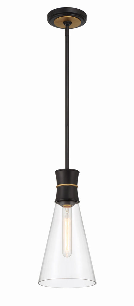 Crystorama Crystorama Quinn 1 Light Matte Black + Textured Gold Mini Pendant
