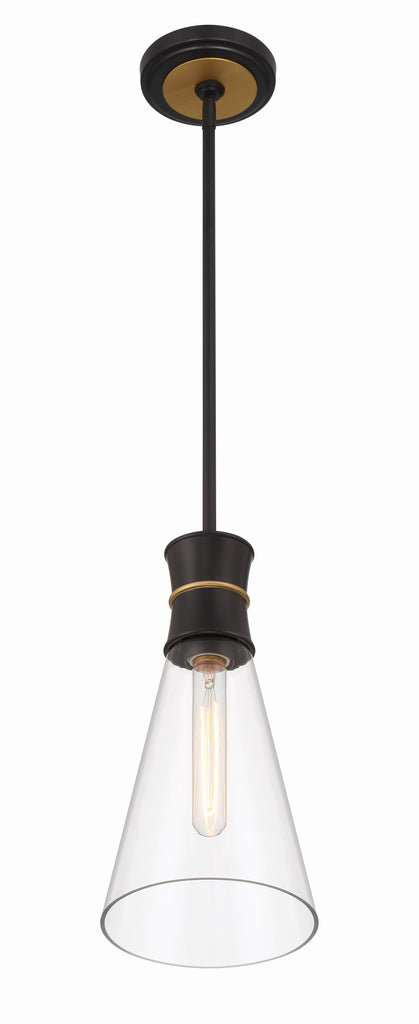 Crystorama Crystorama Quinn 1 Light Matte Black + Textured Gold Mini Pendant