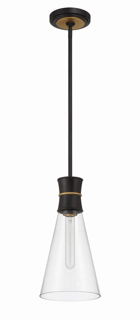 Crystorama Crystorama Quinn 1 Light Matte Black + Textured Gold Mini Pendant
