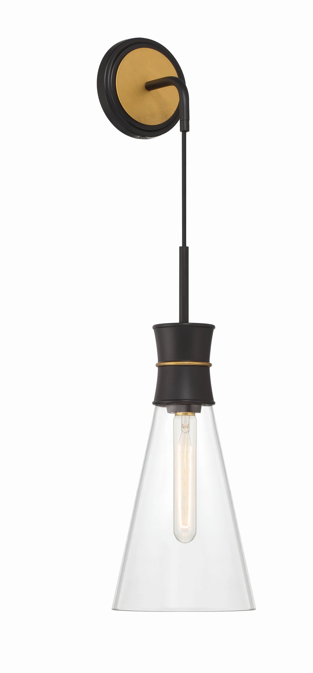 Crystorama Crystorama Quinn 1 Light Matte Black + Textured Gold Sconce