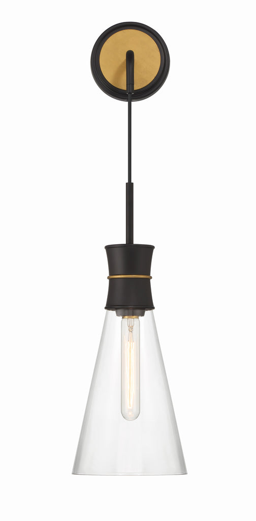 Crystorama Crystorama Quinn 1 Light Matte Black + Textured Gold Sconce