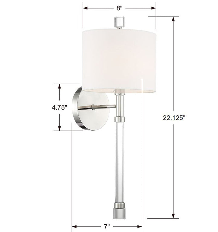 Crystorama Crystorama Rachel 1 Light Polished Nickel Sconce