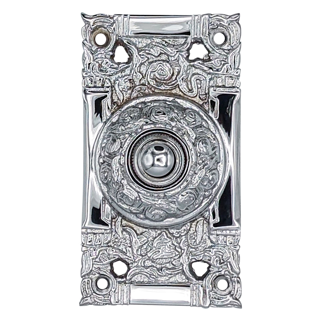 4 1/4 Inch Art Nouveau Solid Brass Doorbell (Polished Chrome Finish) COPPER MOUNTAIN HARDWARE