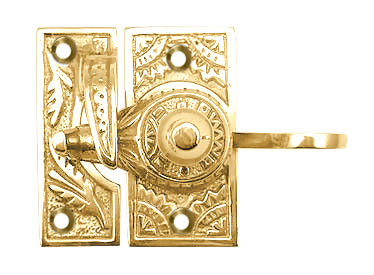Oriental Pattern Solid Brass Sash Lock