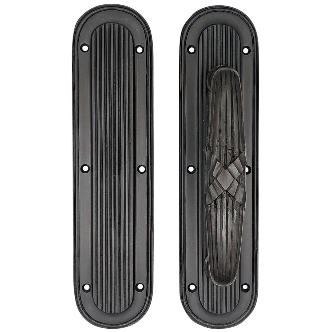 10 1/2 Inch Art Deco Style Door Pull and Push Plate (Several Finishes Available)