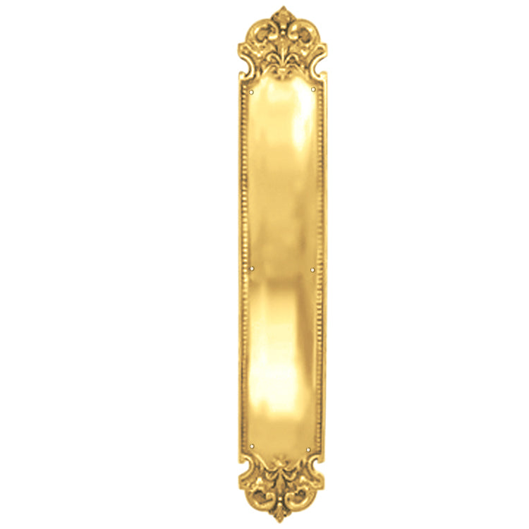 18 Inch Fleur De Lis Style Door Push Plate (Several Finishes Available)