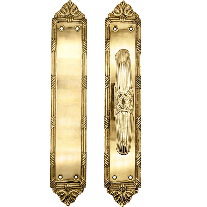 13 3/4 Inch Solid Brass Ribbon & Reed Door Pull and Push Plate COPPER MOUNTAIN HARDWARE