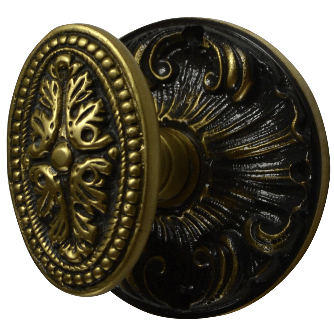 Romanesque Rosette Door Set with Avalon Oval Door Knobs (Several Finishes Available) COPPER MOUNTAIN HARDWARE