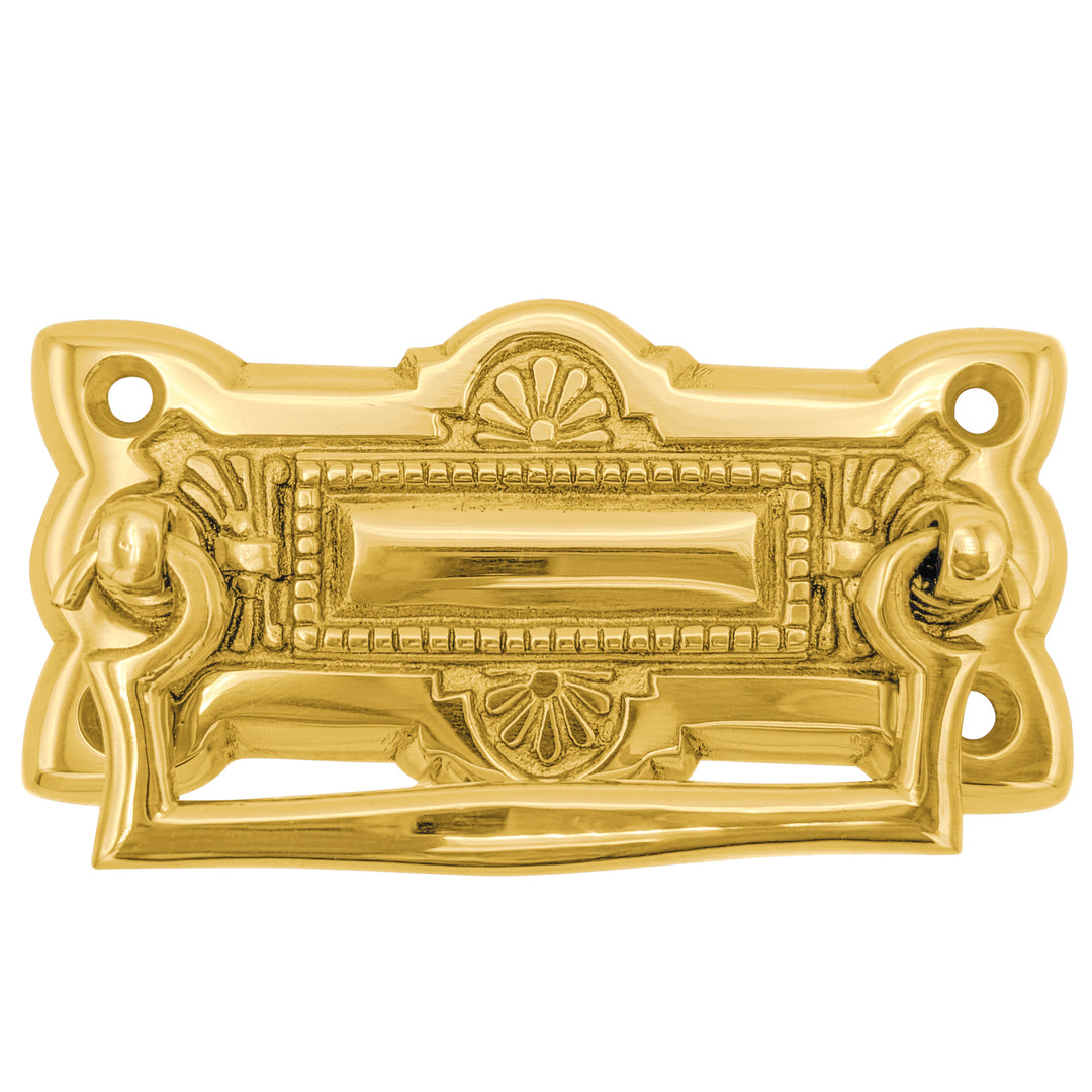 3 3/4 Inch (3 Inch c-c) Art Deco Solid Brass Drawer Pull