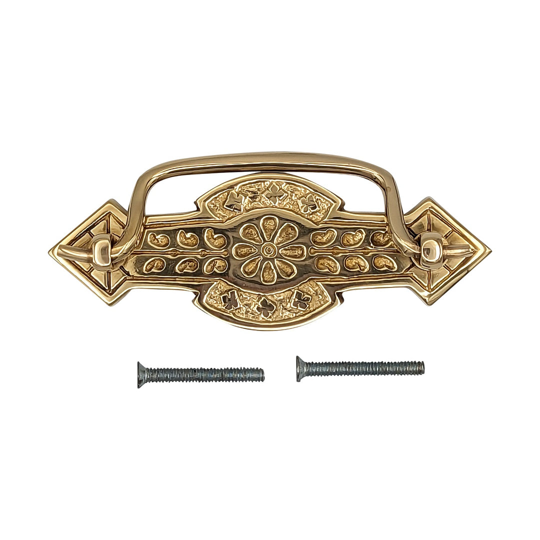 COPPER MOUNTAIN HARDWARE 4 1/4 Inch Overall (3 Inch c-c) Solid Brass Arrowed Bail Pull