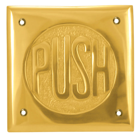 2 3/4 Inch Brass Classic American "PUSH" Plate