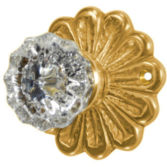 Maltesia Flower Rosette Door Set with Fluted Crystal Door Knobs (Several Finishes Available)