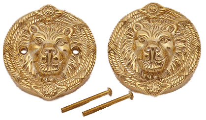 Solid Brass Deadbolt Hole Cover - Lion Heads COPPER MOUNTAIN HARDWARE