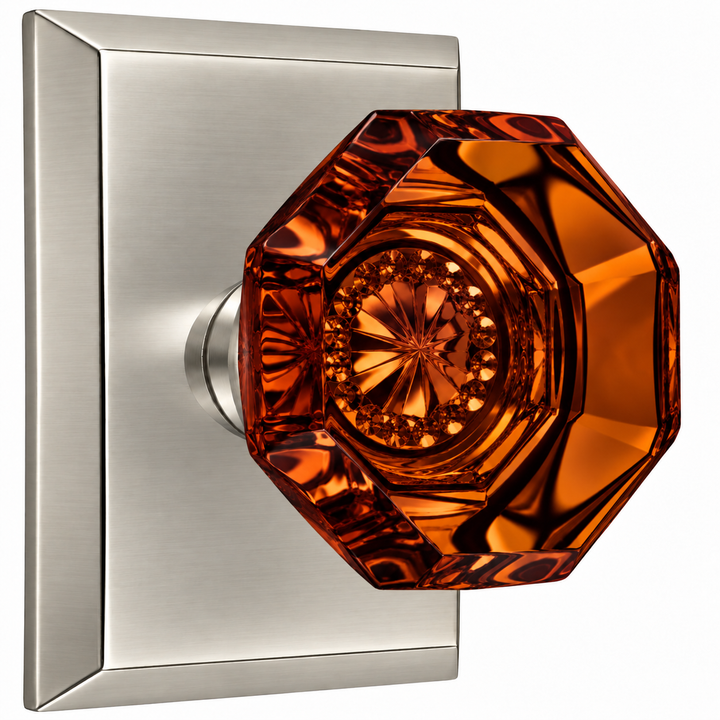 Magnifique® Rectangular Door Set with Amber Glass Knobs (Several Finishes Available)