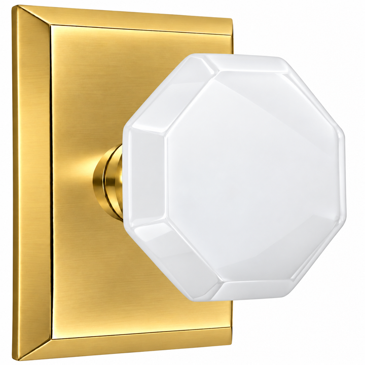 Magnifique® Rectangular Door Set with White Milk Glass Knobs (Several Finishes Available)