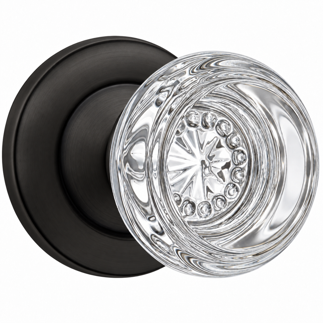 Magnifique® Classic Door Set with Round Crystal Knobs (Several Finishes Available)