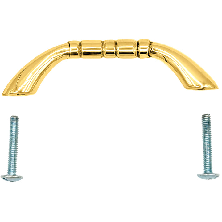 4 3/4 Inch Overall (4 Inch c-c) Solid Brass Traditional Pull