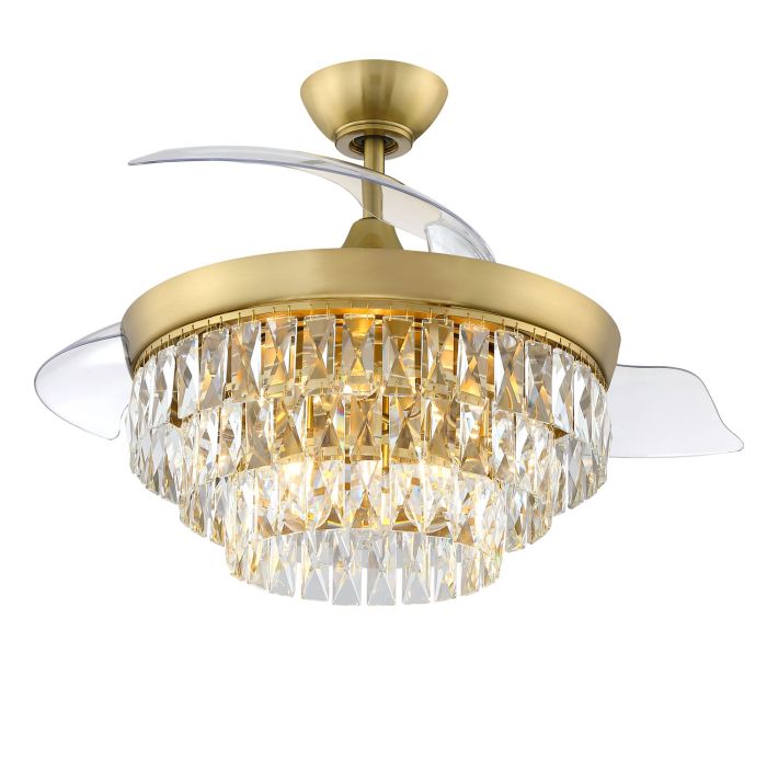 ##Antique Hardware## 42" Sofia in Satin Brass w/ Clear Acrylic Blades