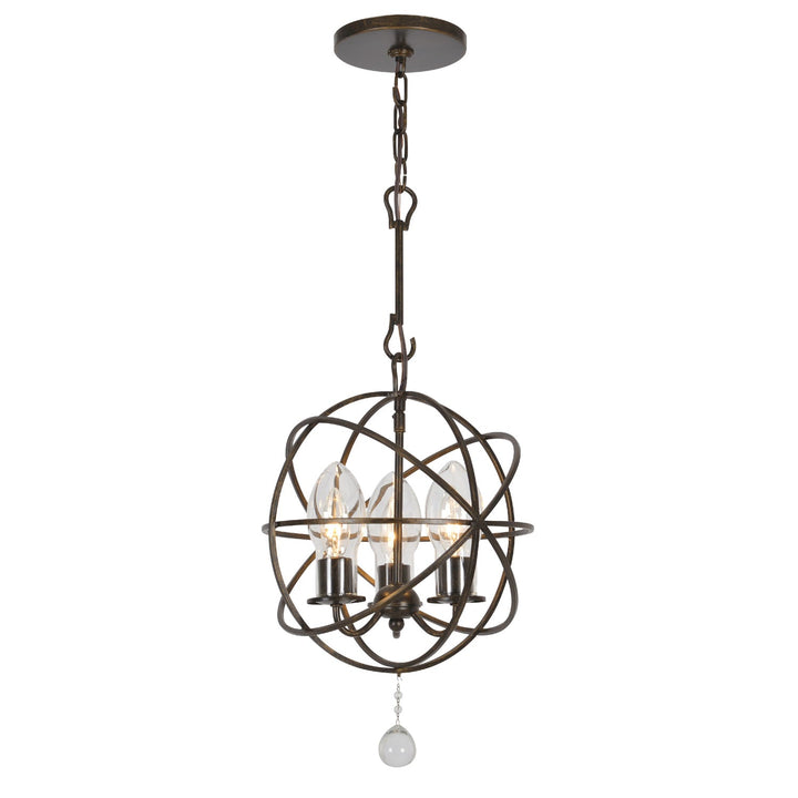 Solaris 3 Light English Bronze Sphere Outdoor Pendant Crystorama