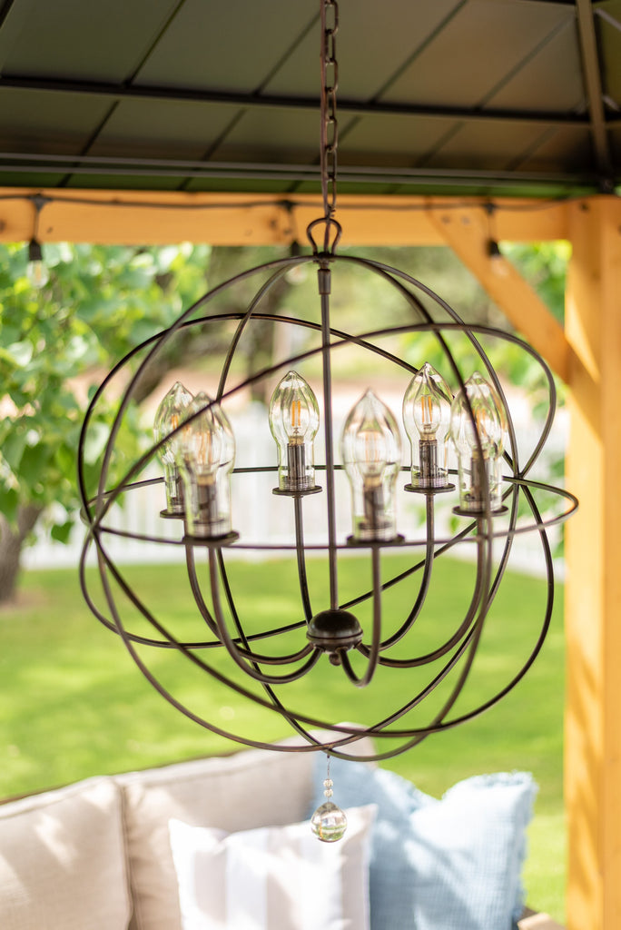 Solaris 6 Light English Bronze Sphere Outdoor Pendant Crystorama