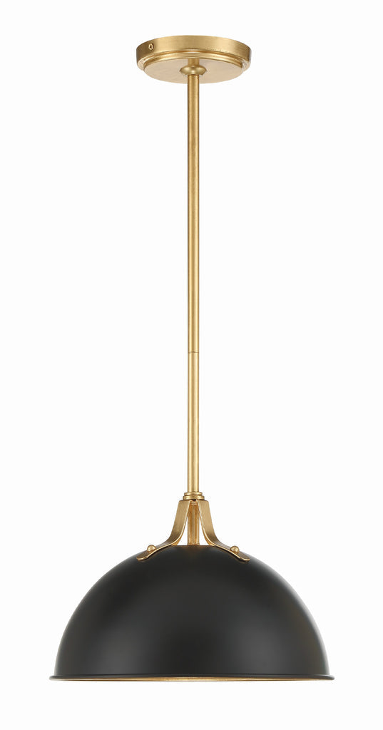 Crystorama Crystorama Soto 1 Light Matte Black + Antique Gold Mini Pendant
