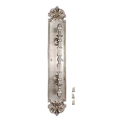 18 Inch Solid Brass Traditional Fleur-De-Lis Door Pull & Plate (Several Finishes Available)