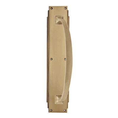 14 Inch Solid Brass Art Deco Skyscraper Pull Plate & Handle (Several Finishes Available) COPPER MOUNTAIN HARDWARE