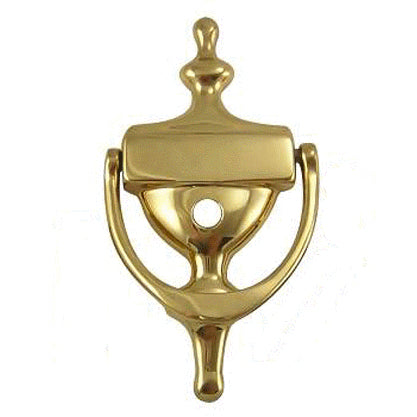 6 1/2 Inch (6 1/4 Inch c-c) Solid Brass Traditional Door Knocker (Polished Brass Finish) COPPER MOUNTAIN HARDWARE