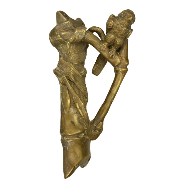 9 Inch Solid Brass Door Pull Bamboo & Bird (Left Facing)