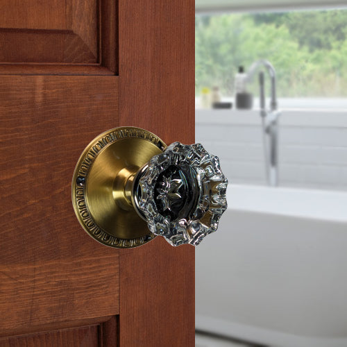 Glass Fluted Doorknob Set with Egg & Dart Rosette (Several Finishes Available) COPPER MOUNTAIN HARDWARE