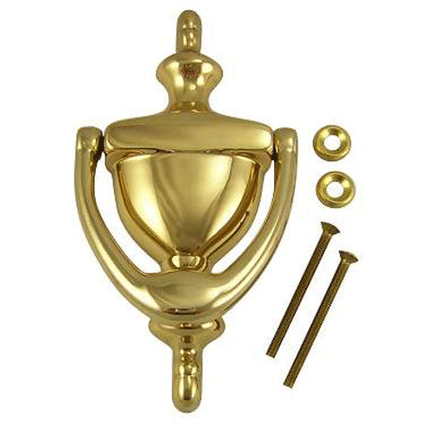 5 7/8 Inch (4 Inch c-c) Solid Brass Traditional Door Knocker (Polished Brass Finish) COPPER MOUNTAIN HARDWARE