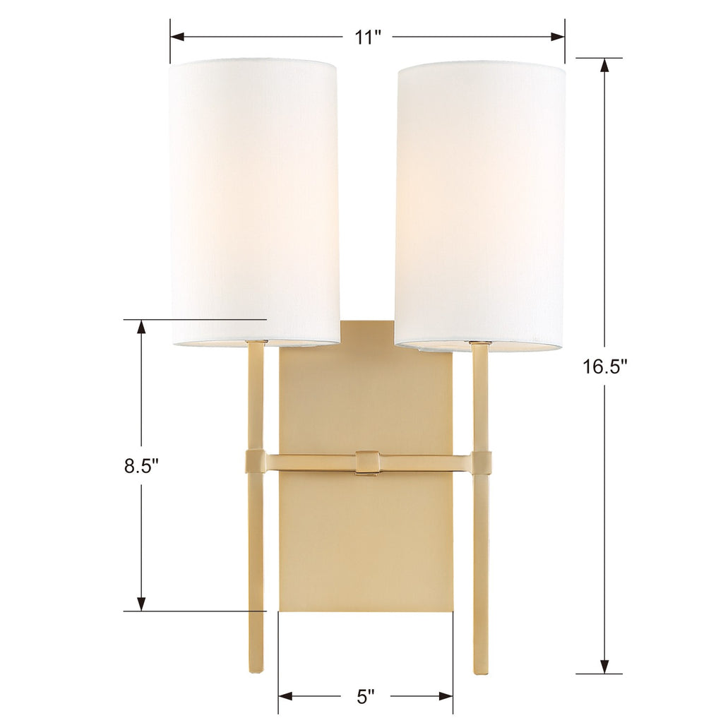 Crystorama Crystorama Veronica 2 Light Aged Brass Sconce