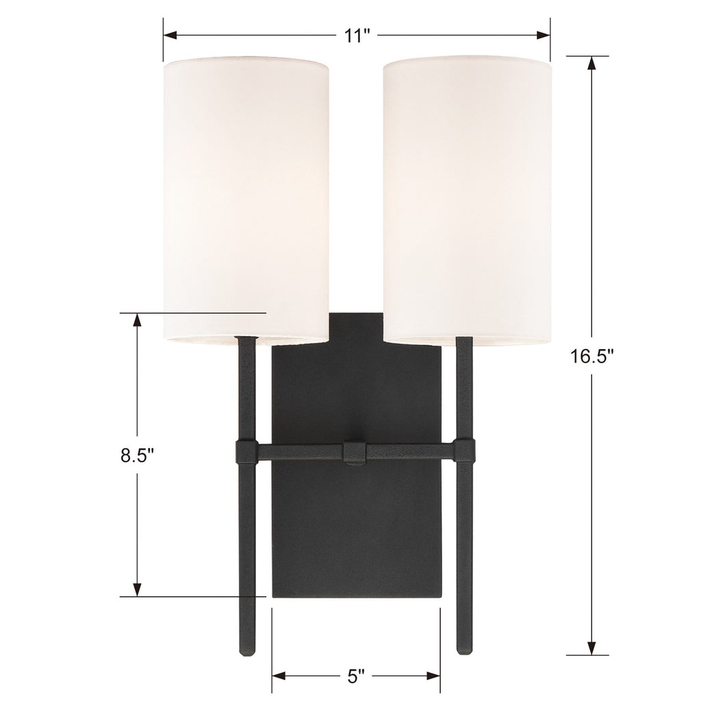 Crystorama Crystorama Veronica 2 Light Black Forged Sconce
