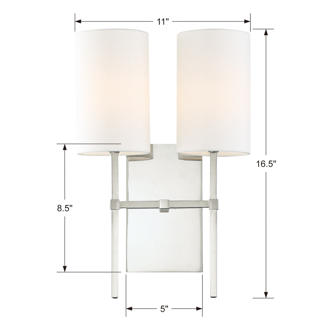 Crystorama Crystorama Veronica 2 Light Polished Nickel Sconce