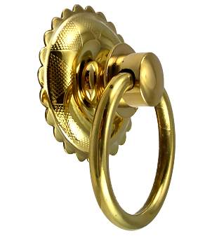 1 3/4 Inch Solid Brass Eastlake Style Ring Pull Handle COPPER MOUNTAIN HARDWARE