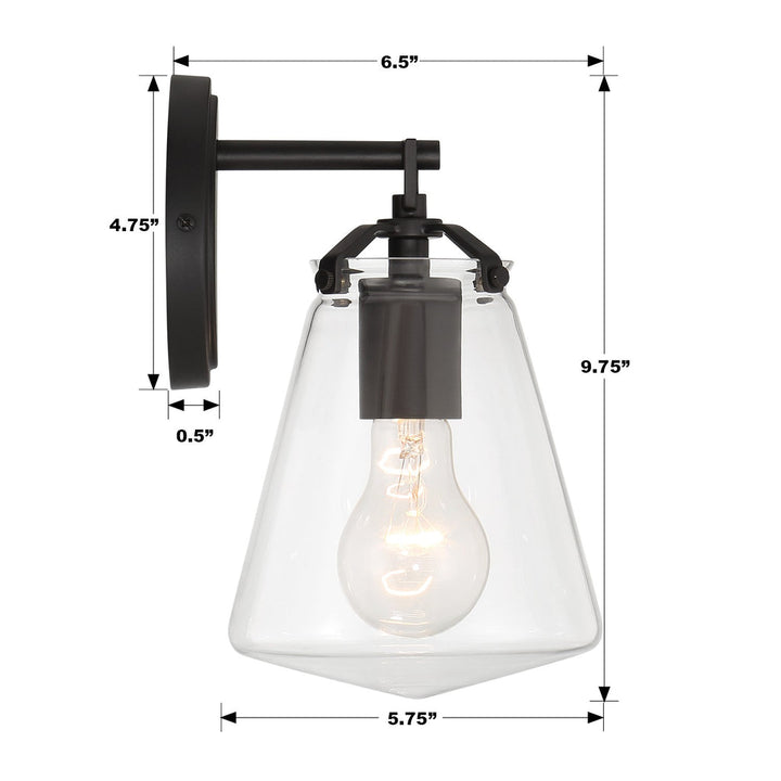 Crystorama Crystorama Voss 1 Light Matte Black Sconce
