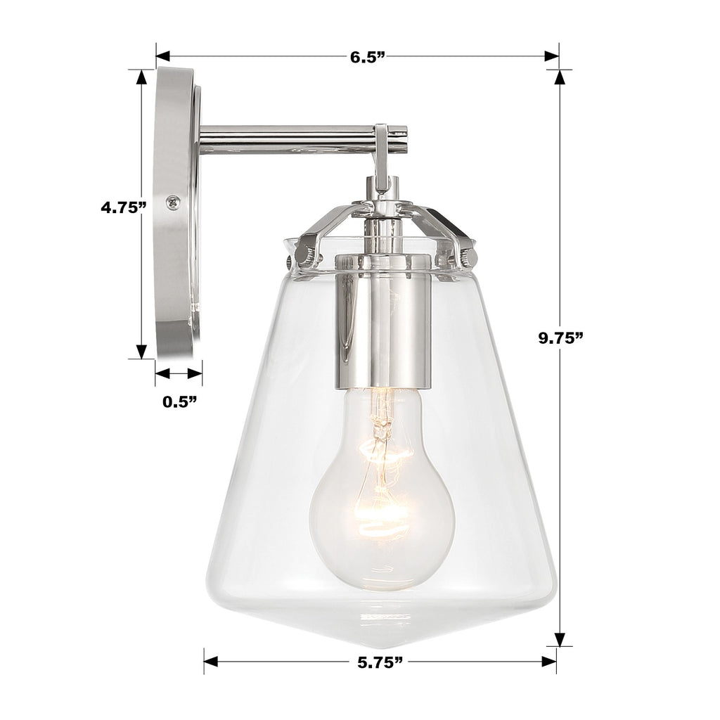 Crystorama Crystorama Voss 1 Light Polished Nickel Sconce