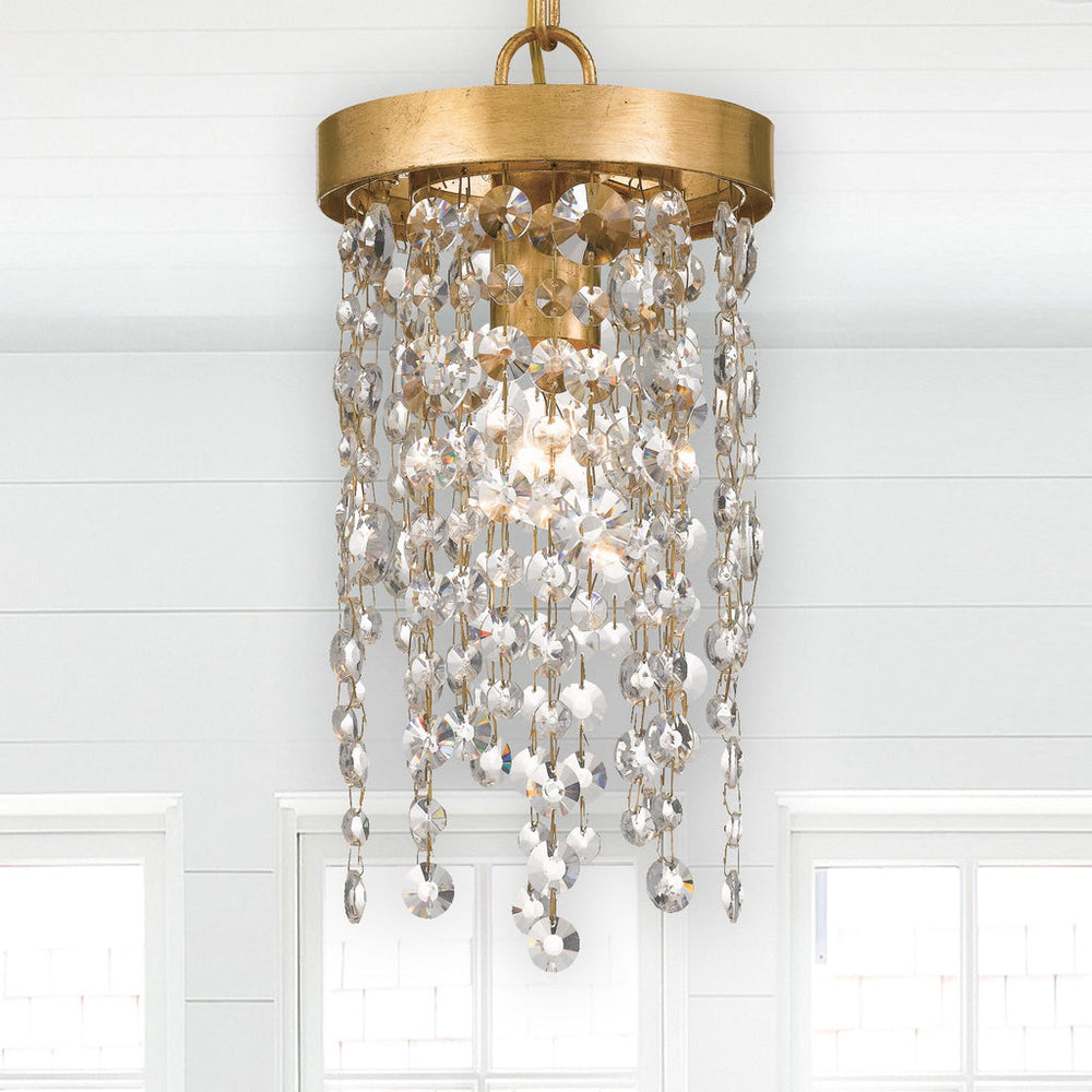 Crystorama Crystorama Winham 1 Light Antique Gold Crystal Mini Pendant