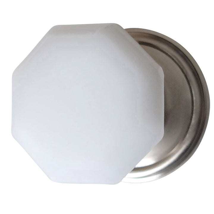 Traditional Rosette Door Set with Octagon Milk Glass Door Knobs (Several Finishes Availabe) COPPER MOUNTAIN HARDWARE