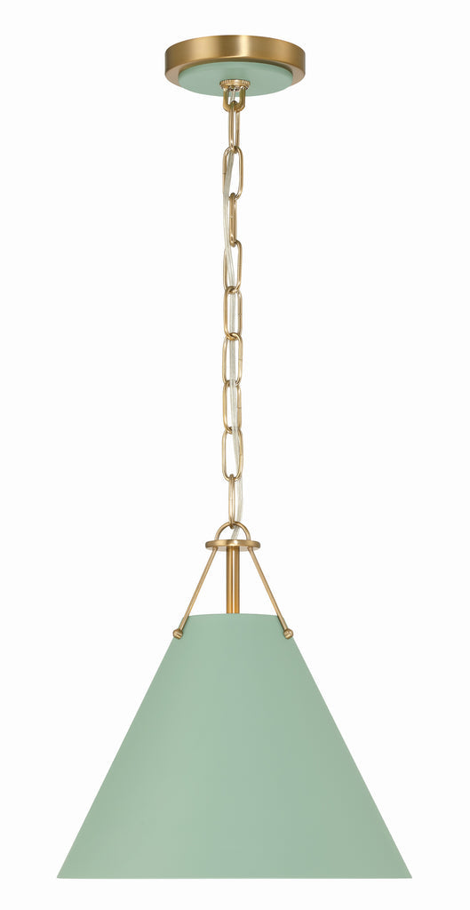 Crystorama Crystorama Xavier 1 Light Vibrant Gold + Green Mini Pendant