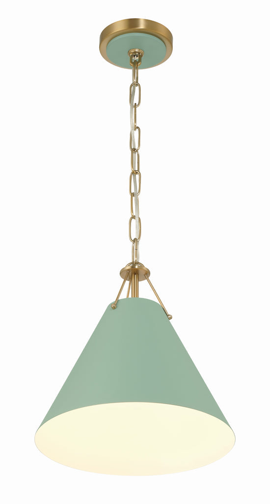 Crystorama Crystorama Xavier 1 Light Vibrant Gold + Green Mini Pendant