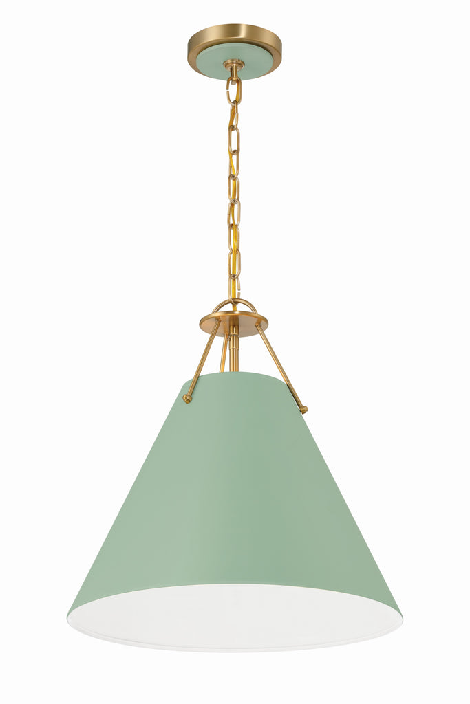 Crystorama Crystorama Xavier 3 Light Vibrant Gold + Green Pendant
