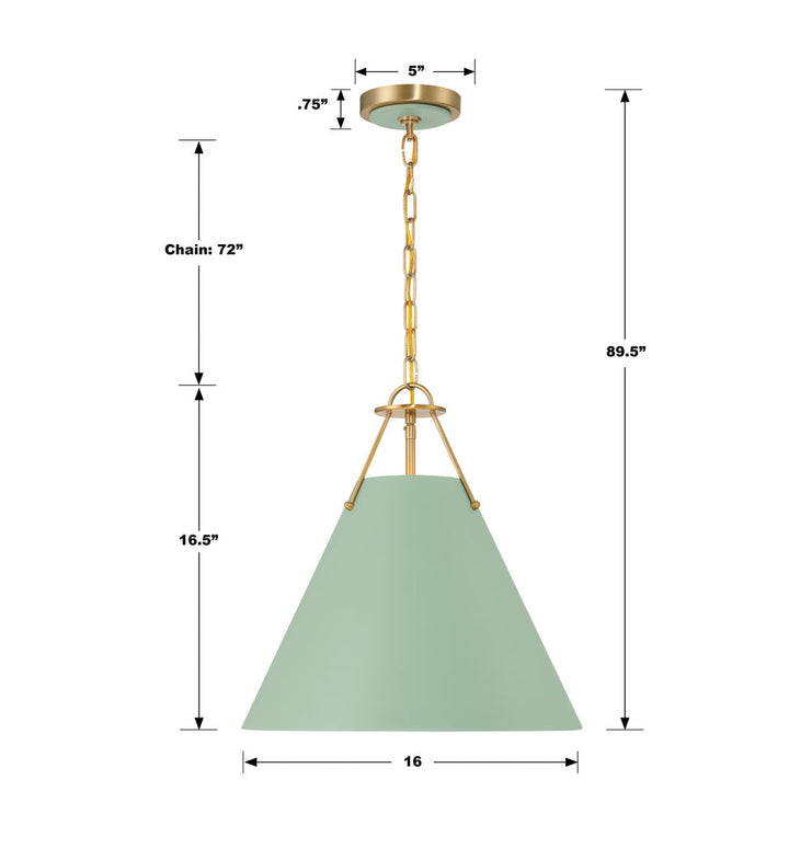 Crystorama Crystorama Xavier 3 Light Vibrant Gold + Green Pendant
