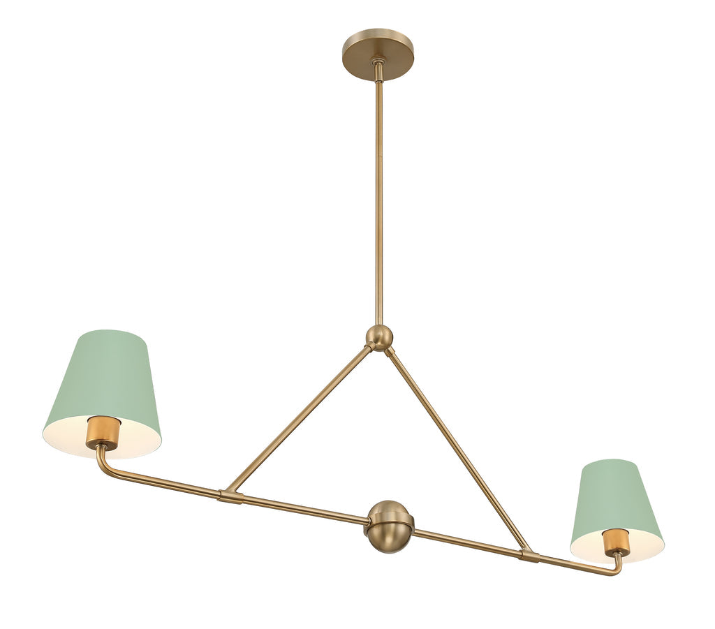 Crystorama Crystorama Xavier 2 Light Vibrant Gold + Green Chandelier