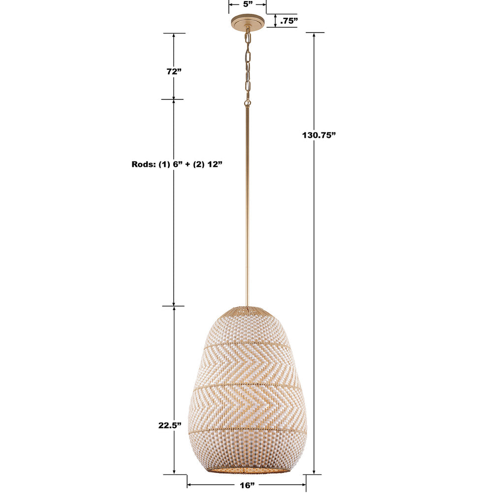Crystorama Crystorama Zanzibar 3 Light Soft Gold Pendant