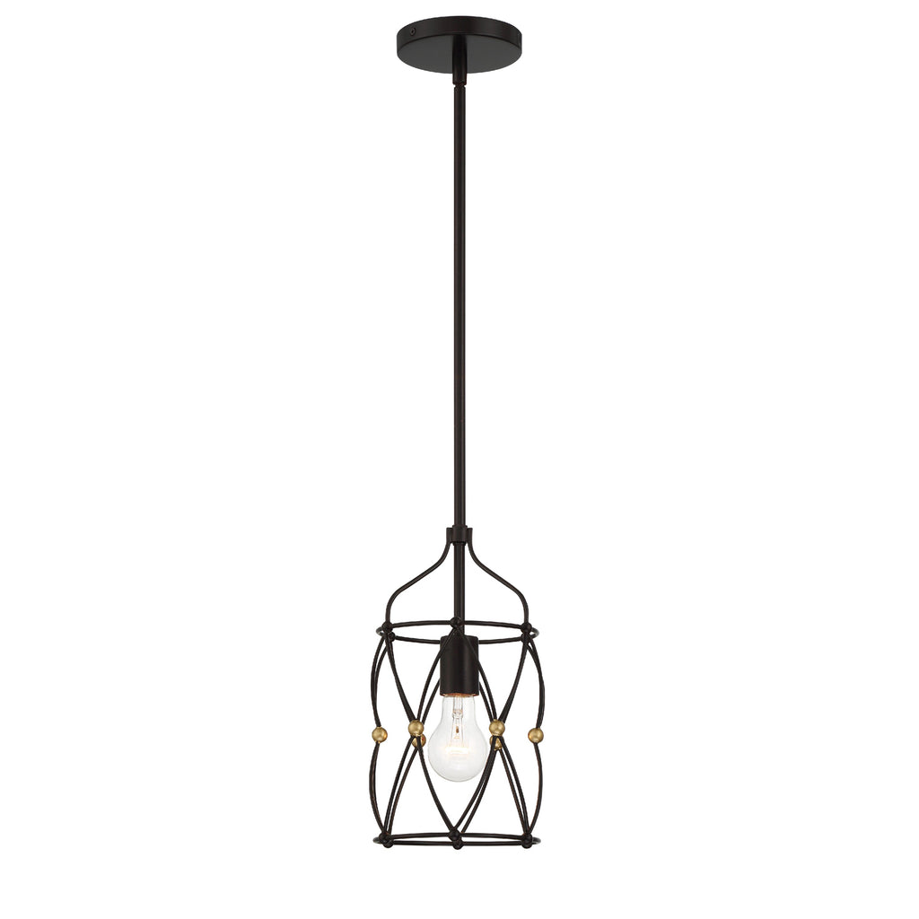 Crystorama Crystorama Zucca 1 Light English Bronze + Antique Gold Mini Pendant