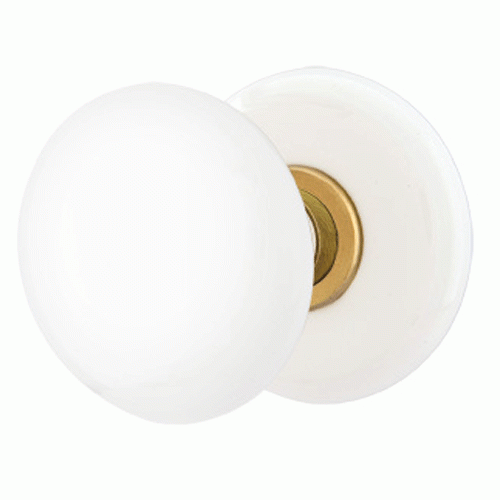 Ice White Porcelain Door Knob Set With Porcelain Rosette (Several Finish Options) EMTEK